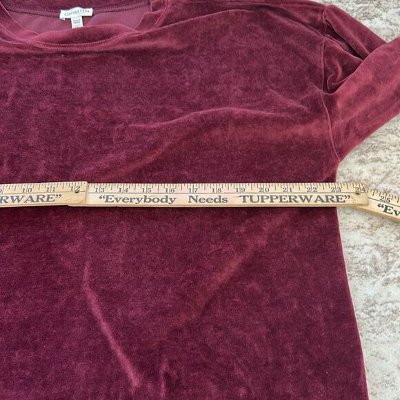 Garnet Hill Moonrise Velour Pullover Velvet Red Women's Top large - Picture 6 of 7